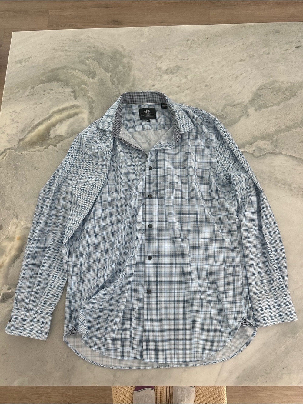 Men's Light Blue Checked Dress Shirt